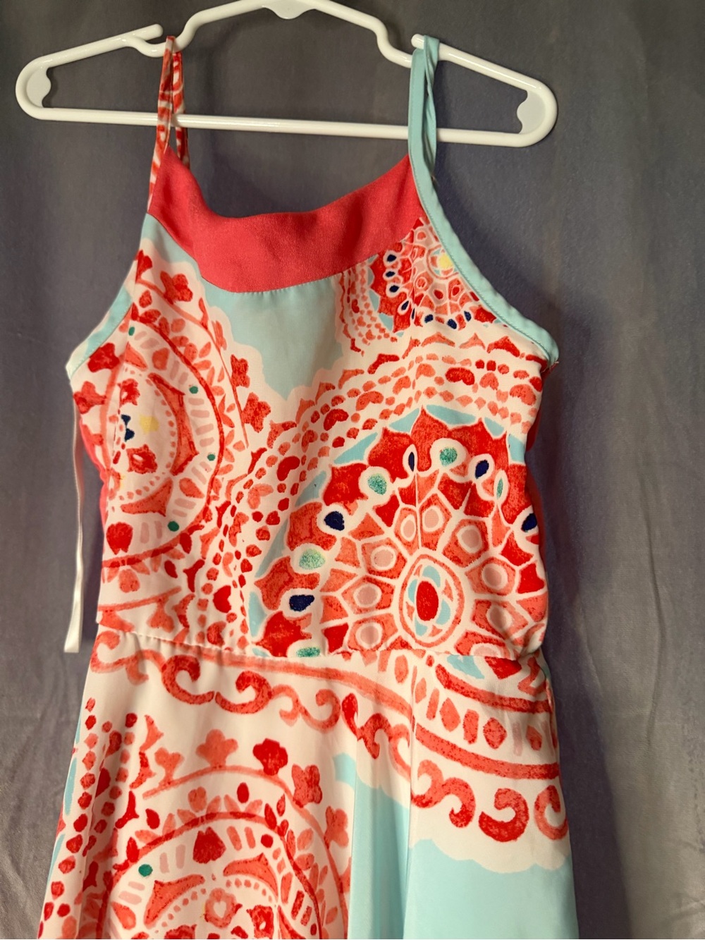 Amy Byer Coral & Aqua Printed Girls' Sundress